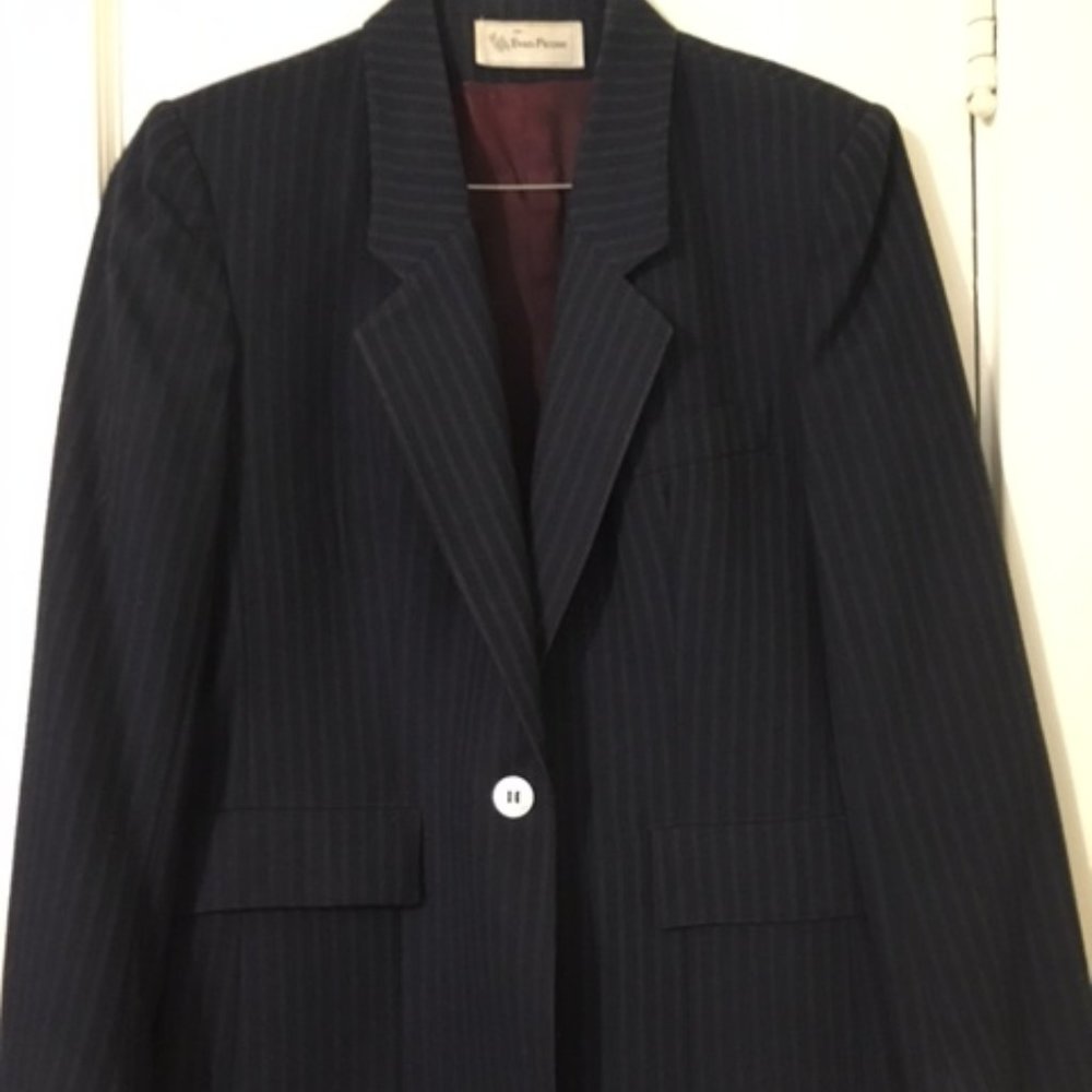 Navy blue pin striped wool blazer